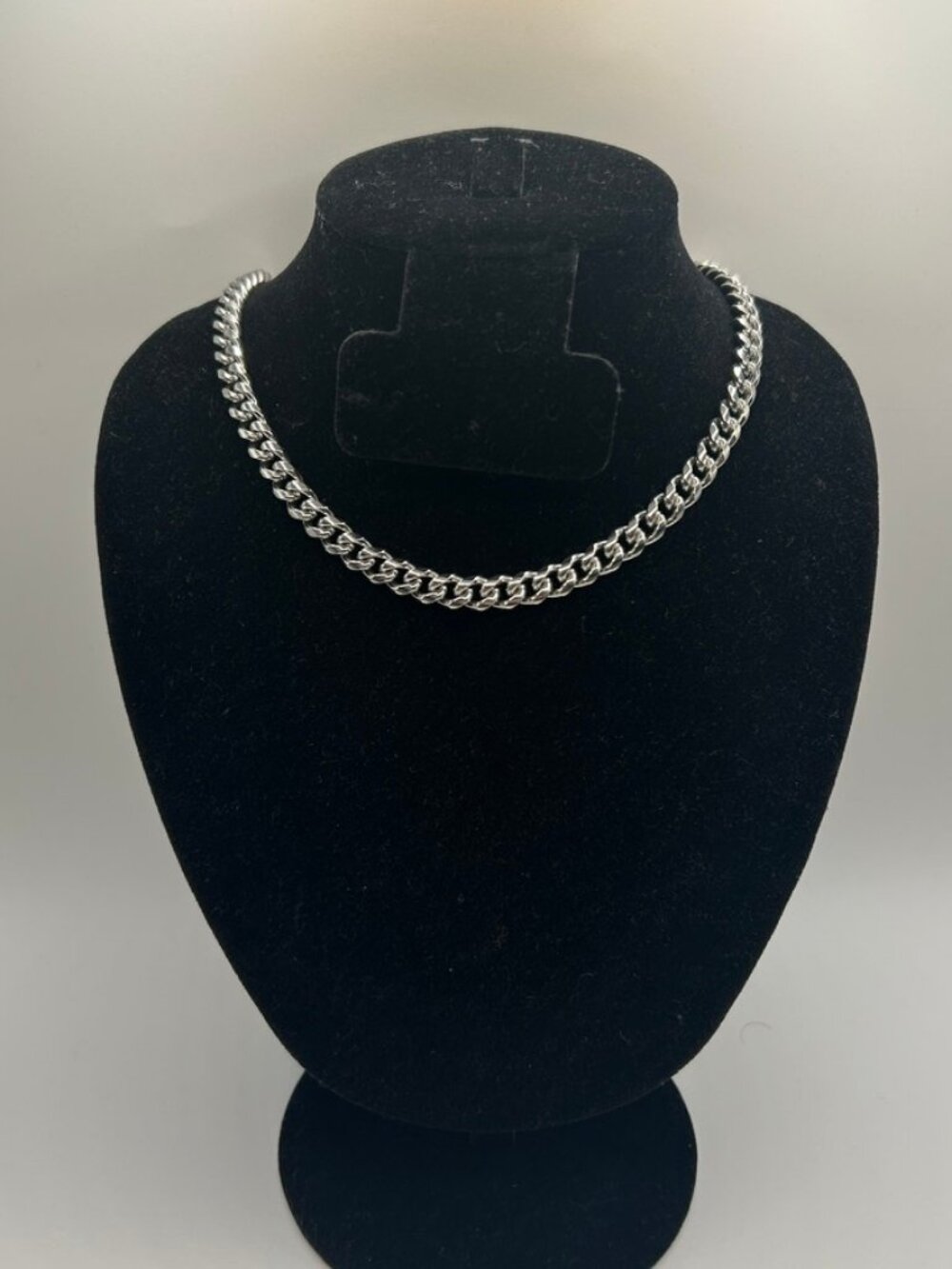 Womens Chunky Cuban Chain Real Silver 18 Inch Plated 7mm Waterproof